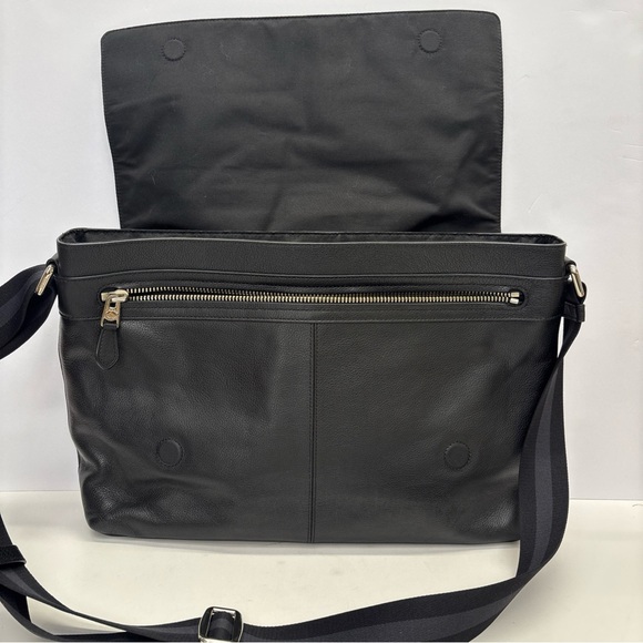 Coach Black Leather Messenger with Striped Webbing Strap - Picture 4 of 16